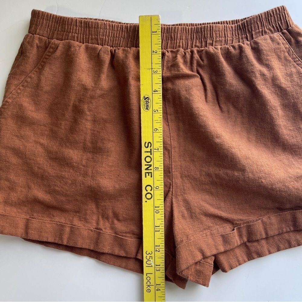 Forever 21 Rust Brown Linen Blend Cuffed Shorts - Picture 6 of 7